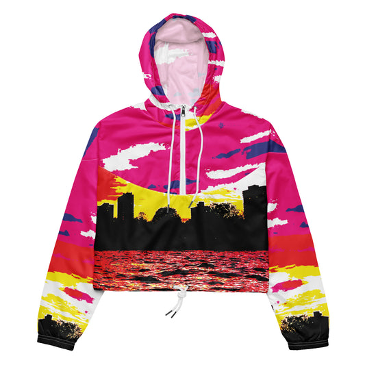 Rave Crop Windbreaker - Sunset Frequencies